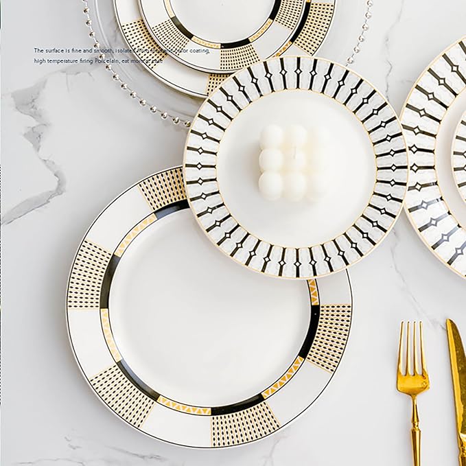 bone china dinnerware set tableware set 24-piece dish set for 6 dinner plate set cups and plates sets for kitchen round plates dishwasher safe kitchen dishes set for housewarmingpartydinner