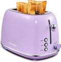 Roter Mond 2 Slice Toaster Retro Stainless Steel with Bagel Cancel and Defrost Functions 6 Bread Shade Settings Extra Wide Slots and Removable Crumb Tray Lavender-Purple