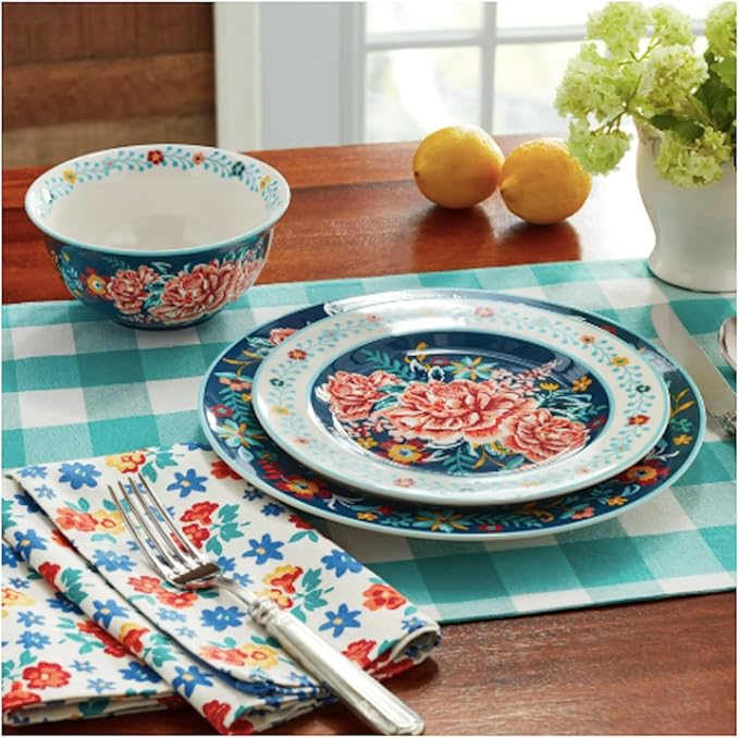 Stunning Keepsake Floral 12-Piece Stoneware Dinnerware Set Serves 4