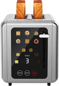 Touch screen Toasters 2 slice Stainless Steel Digital Timer Toaster with Sound Function 6 Bread Types &amp 6 Shade Settings Smart Extra Wide Slots Toaster with Bagel Defrost FunctionsPlatinum