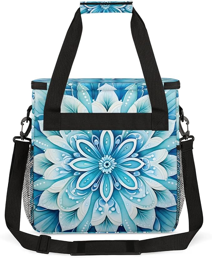 Floral Design Coffee Maker Travel Bag for Keurig K-Mini/K-Mini Plus Insulated Waterproof Tote with Pockets for K-Cup Portable Single-Serve Brewer Case