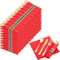 Nervure 400PCS Pre Rolled Gold Plastic Silverware Sets - Heavy Duty Gold Cutlery - Include 100 Pack Wrapped Disposable Utensils with Red Napkins for Christmas &amp Party &amp Wedding