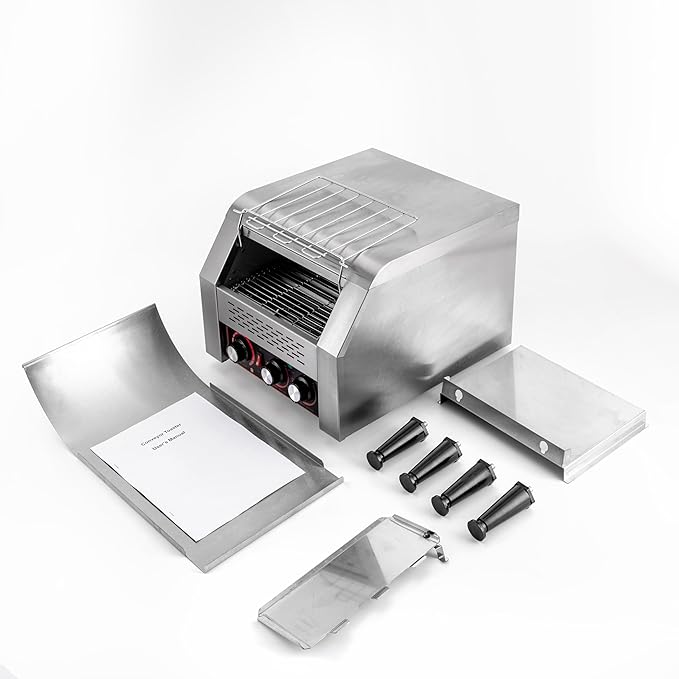 300 Slices/Hour Commercial Conveyor Toaster 2200W Heavy Duty Electric Conveyor Toaster for Restaurant Stainless Steel Industrial Toasters Adjustable Speed for Restaurant or Bakery