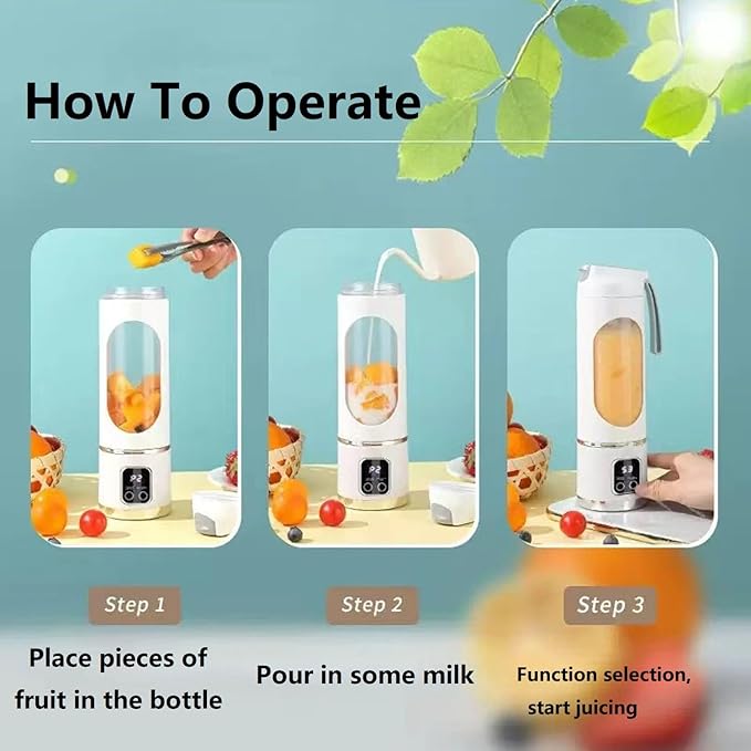 Portable Blender With Dual Battery 1500 mAh USB Rechargeable 16oz Digital Multimode Juicer Blender 3 Speed12-Blade Fresh Juice Bottle for Shakes SmoothiesFresh Juice Ete. (green)