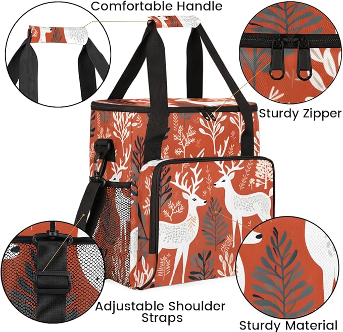 Christmas Elk Coffee Maker Carrying Bag Misty Forest Travel Storage Bag Compatible with K-Mini or K-Mini Plus Single Serve Coffee Brewer Carrying Case with Multiple Pockets &amp Shoulder Strap