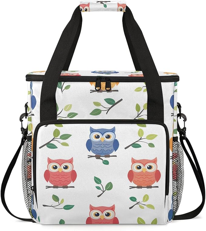 Owls Travel Coffee Maker Carrying Bag Large Organizer Storage Tote Bag Insulated Reusable Cooler Grocery Bags
