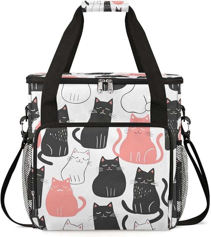 Cartoon Animal Cats Coffee Maker Carrying Bag for Keurig K-Mini or K-Mini Plus Storage Portable Coffee Maker Travel Bag