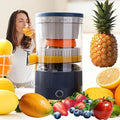 Portable Juicer Blender Electric Fruit Juicer with 4.3in Wide Mouth 90% High Juice Yield Electric Fruit Juicers600ml Rechargeable for Travel &amp Office(Blue)