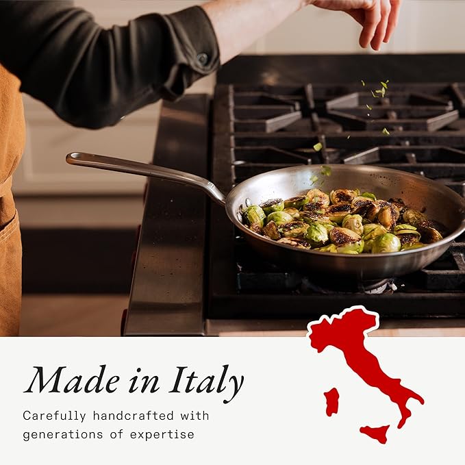 Made In Cookware | 5 Pc Stainless Steel Cookware Set | 5 Ply Clad | Includes Stainless Steel Frying Pan Saucepan and Saucier with Lid | Professional Cookware | Crafted in Italy