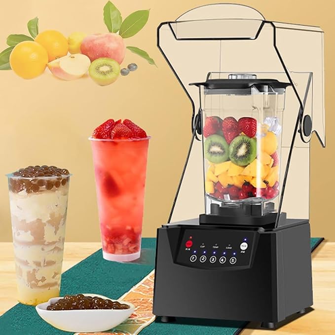 2200W Professional Smoothie Blender 2000mL Stand Blender with Soundproof Shield and 6 Blades Automatic Cleaning Commercial Countertop Blender for Kitchen Fruits Shakes Smoothies