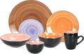 Stoneware Sonoma 56pc Dinnerware Set Black + Speckled Spin Wash Mixed Colors of Mocha Spice Cobalt and Rose
