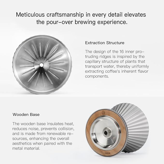 Metal Pour Over Coffee Dripper Reusable Filter with Night Light Customized Blossom Cone Funnel for Travel Camping Office Home Manual Coffee Brew Maker