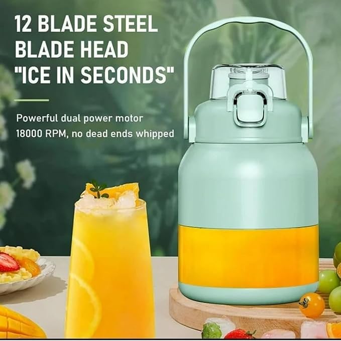 Electric Citrus Juicer 28 Oz With Straw and Two Lids Portable Mini Blender Juice Smoothie Blenders on the Go Personal Travel Cold Press Juicer Bottle Cups Fruit Lime Squeezer (1)