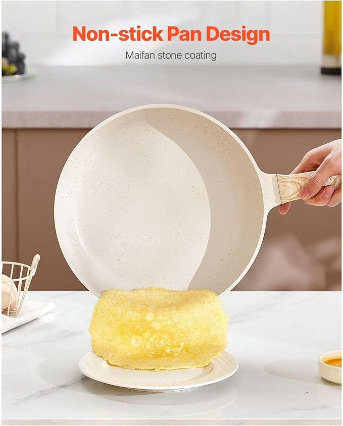 17 Piece Pots and Pans Set Nonstick Granite Cookware Induction Ready - White Kitchen Cookware Set with Lids