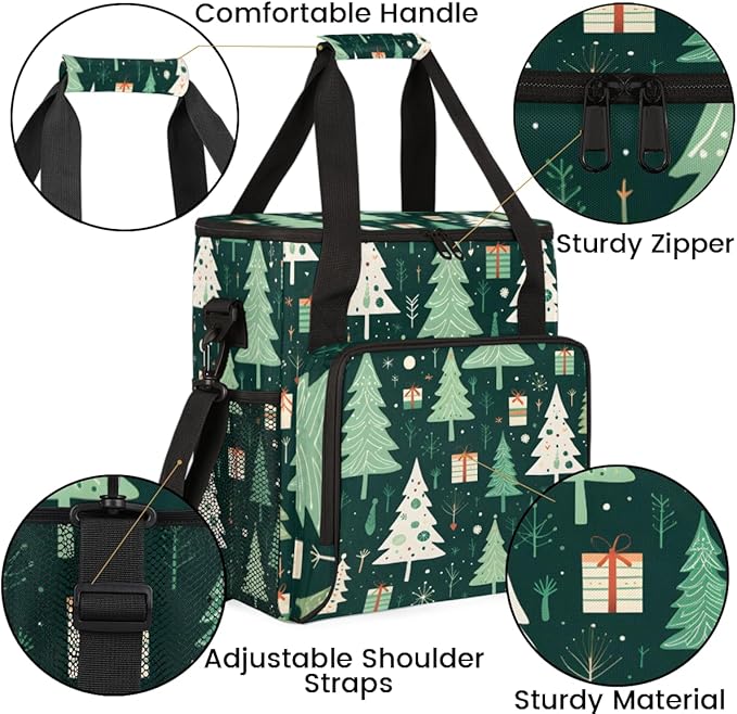 Xmas Tree Coffee Maker Carrying Bag Christmas Tree Travel Storage Bag Compatible with K-Mini or K-Mini Plus Single Serve Coffee Brewer Carrying Case with Multiple Pockets &amp Shoulder Strap