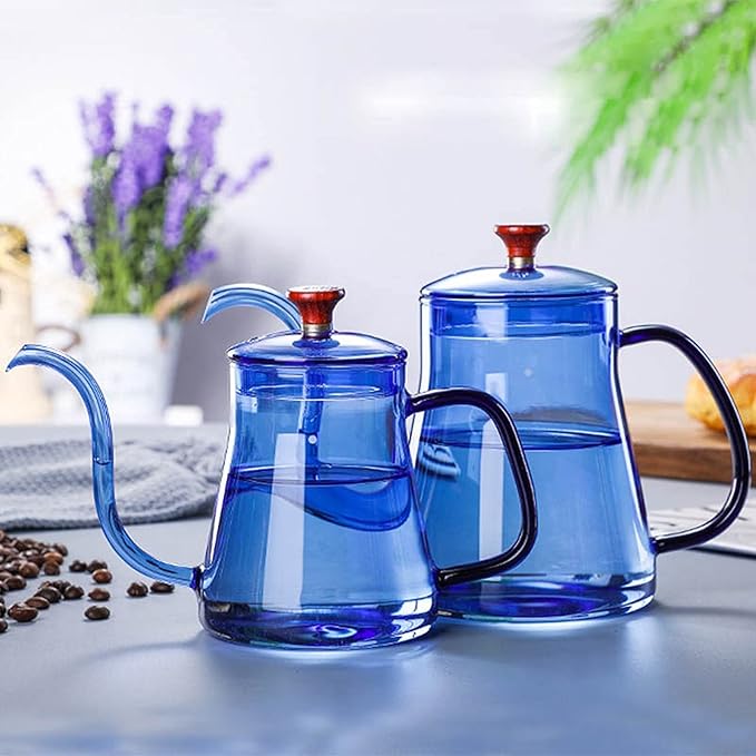 Coffee Maker Coffee Kettle Long Mouth Coffee Pot Gooseneck Thin Mouth Kettle Brewers Handmade Coffee Machine Glass Drip Kettle (35 0 ml / 600 ml) Coffee Presses (Color : Green 600 ml)