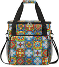 Ethnic Mexican Colorful Flowers Plaid Coffee Maker Carrying Bag Coffee Machine Travel Storage Tote Bag Compatible with K-Mini or K-Mini Plus Portable Single Serve Coffee Brewer Case with Pockets