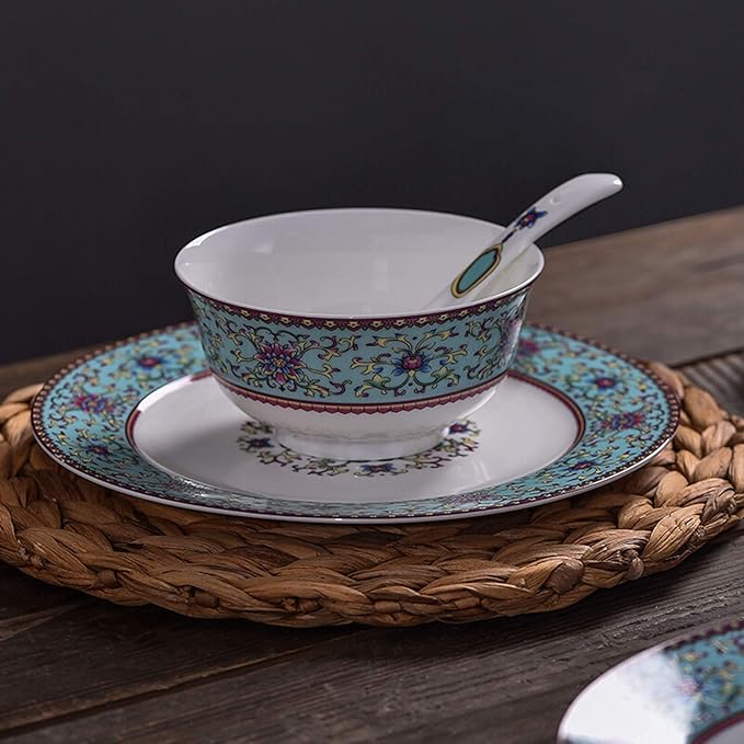 Ceramics Dinner Sets 26 Pieces Upscale Blue Dinnerware Set Box Porcelain Steak Plate Cereal Bowl and Soup Bowl for Wedding s