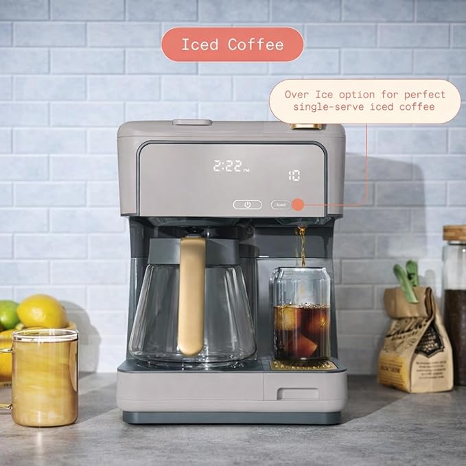 Multi Brew Coffee Maker with Single Serve and Carafe Brewing Options for Countertop Home Use (Porcini Taupe)