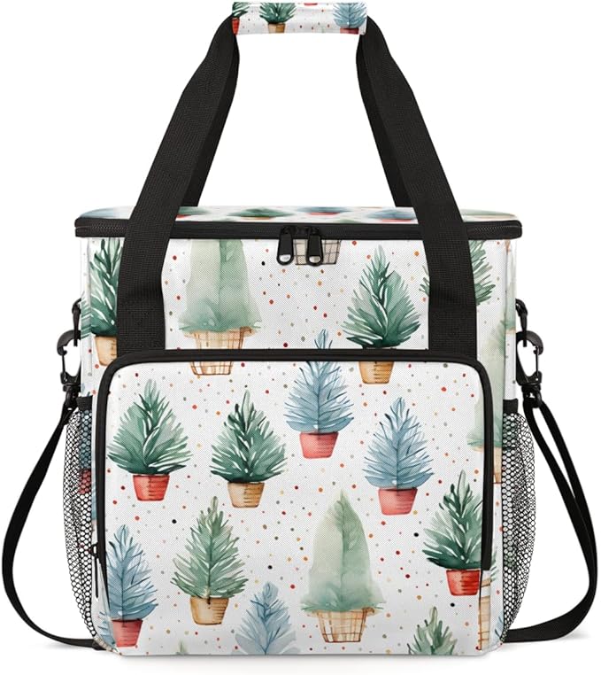 Xmas Tree Coffee Maker Carrying Bag Cartoon Tree Travel Storage Bag Compatible with K-Mini or K-Mini Plus Single Serve Coffee Brewer Carrying Case with Multiple Pockets &amp Shoulder Strap