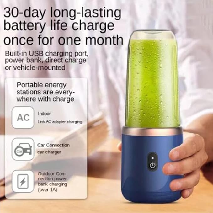 Portable Blender 14 Oz Usb Personal Size Mini Fruit Juice Mixer Strong Cutting Power with Six Blades for Smoothie Fresh JuiceShakes and Smoothies
