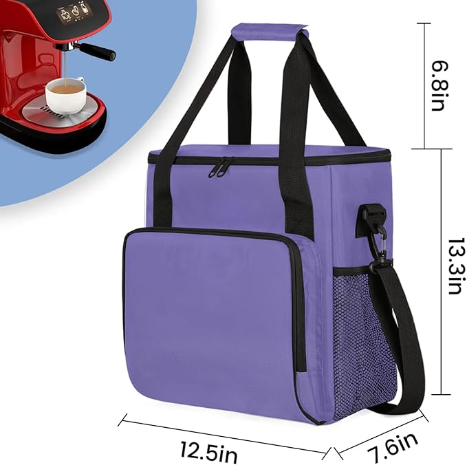 Purple Coffee Maker Carrying Bag Waterproof Insulated Leakproof Cooler Bag Portable Storage Tote Bag Organizer With Shoulder Strap
