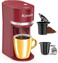 Single Serve Coffee Maker for K-Cup and Ground Coffee Fast Brew 6-12 oz Brew Sizes One Cup Coffee Machine Fits 5.5 Mugs One-Button Small Coffee Maker with Descaling Reminder Red
