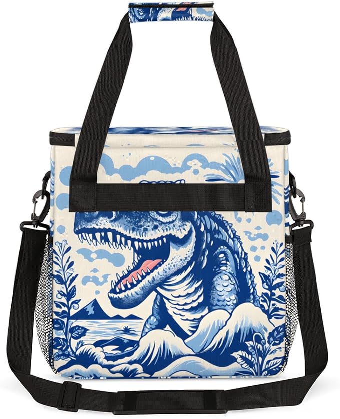Dinosaur Coffee Maker Carrying Bag Sea Water Portable Travel Storage Tote Bag Compatible with K-Mini or K-Mini Plus Single Serve Coffee Brewer Carrying Case with Multiple Pockets &amp Shoulder Stra