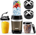 Nahida Blender for Smoothies 1200W Smoothie Blender for Ices Crushing Blenders with (2) 6-Fin Blades Personal Blenders for Kitchen with 23oz 32oz 37oz Easy Go Cups for Juices 1200W Brown