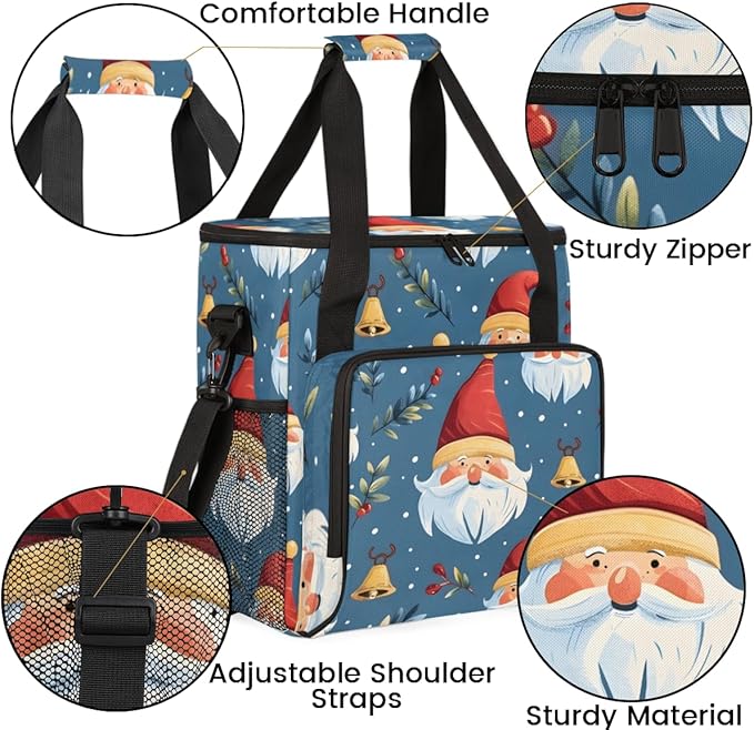 Abstract Santa Claus Coffee Maker Carrying Bag Graffiti Santa Claus Travel Storage Bag Compatible with K-Mini or K-Mini Plus Single Serve Coffee Brewer Carrying Case with Pockets &amp Shoulder Stra