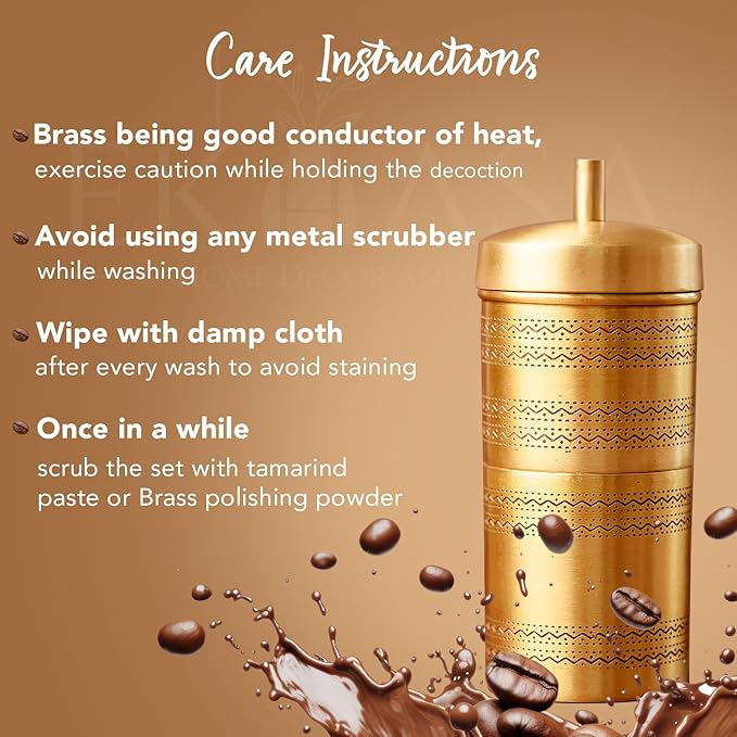 100% Pure Brass Filter Coffee Maker for Home &amp Office | South Indian Filter Coffee Maker | Drip Coffee Maker | Coffee Decoction Maker Filter Coffee Machine Brewer | Ideal for 2-3 people