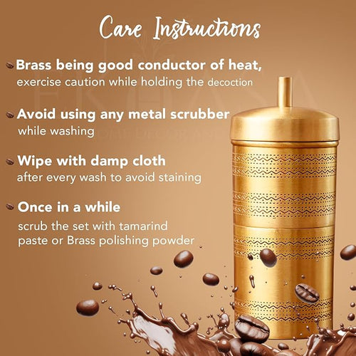 100% Pure Brass Filter Coffee Maker for Home &amp Office | South Indian Filter Coffee Maker | Drip Coffee Maker | Coffee Decoction Maker Filter Coffee Machine Brewer | Ideal for 2-3 people