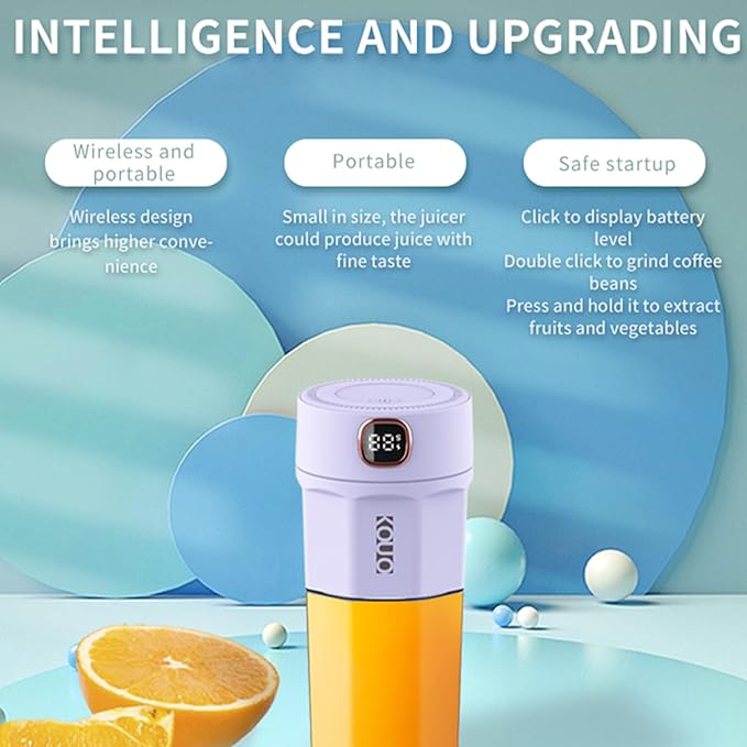 Portable Coffee Grinder and Blender Smoothies with 12Oz BPA Free Personal Travel Cup Durable Stainless Steel Mix Blender with Metal Coffee Filter USB Rechargeable(Purple)