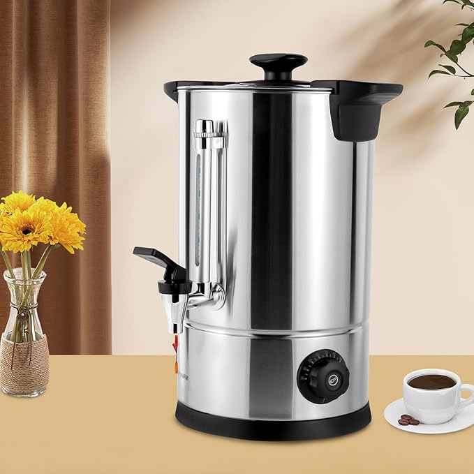 Commercial Coffee Urn 50-Cup 8L/2.11gal Stainless Steel Coffee Urn Coffee Dispenser Coffee Maker Hot Water Urn for Home Party Office Wedding