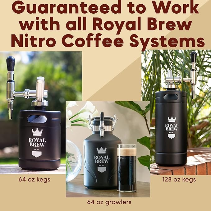 Royal Brew 10 Pack Nitrogen Chargers for Nitro Cold Brew Coffee Makers - N2 Cartridges - Works With All Royal Brew Nitro Coffee Systems