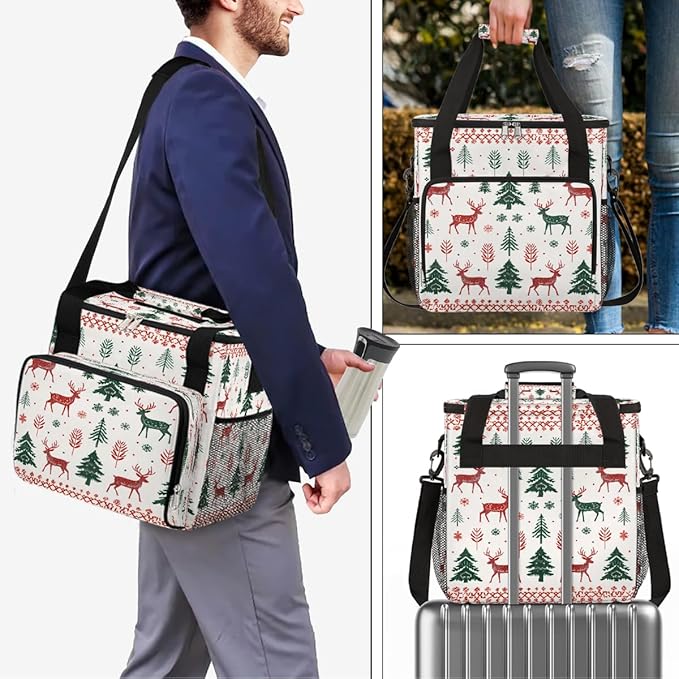 Christmas (736) Coffee Maker Carring Bag Travel Carrying Storage Tote Bag Compatible with Keurig K-Mini or K-Mini Plus Portable Single Serve Coffee Brewer Case with Pockets for K-cup Pods