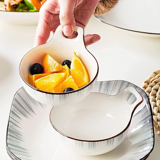 56-Piece Dinnerware SetsDinner PlateDessert Plates and Soup Platesand Salad Pasta BowlsService for 12Microwave SafeTable Service