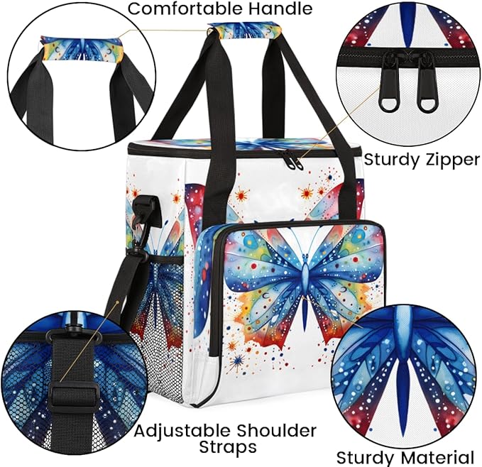 Abstract Butterfly Coffee Maker Carrying Bag Cute Butterfly Travel Storage Bag Compatible with K-Mini or K-Mini Plus Single Serve Coffee Brewer Carrying Case with Multiple Pockets &amp Shoulder Str