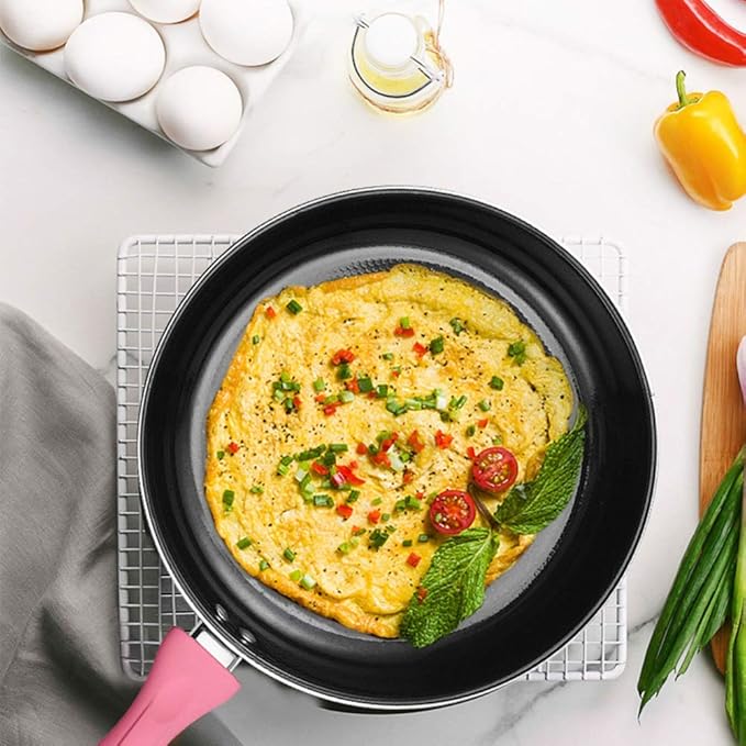 3-Piece Cookware Set Aluminum Non-Stick Cookware Glass Lid Comfortable Handle Suitable Cooker Easy to Clean Frying Pan/D