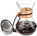 Coffee Pour Over 27.1oz 800ml High Borosilicate Glass Pour Over Coffee Maker Set Camping with Reusable 304 Stainless Steel Filter Hand Brew Carafe Drip Suitable for Electric Ceramic Stove