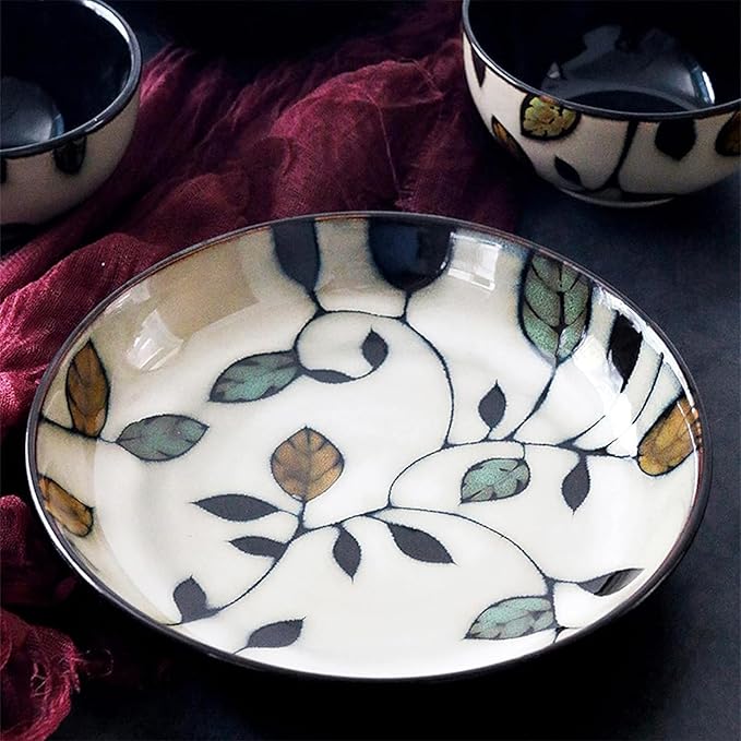 16 Piece Dish Set Porcelain Dinner Set Stoneware Dinnerware SetKitchen Dishes Set Round Plates and Bowls Sets for Kitchen/Dining