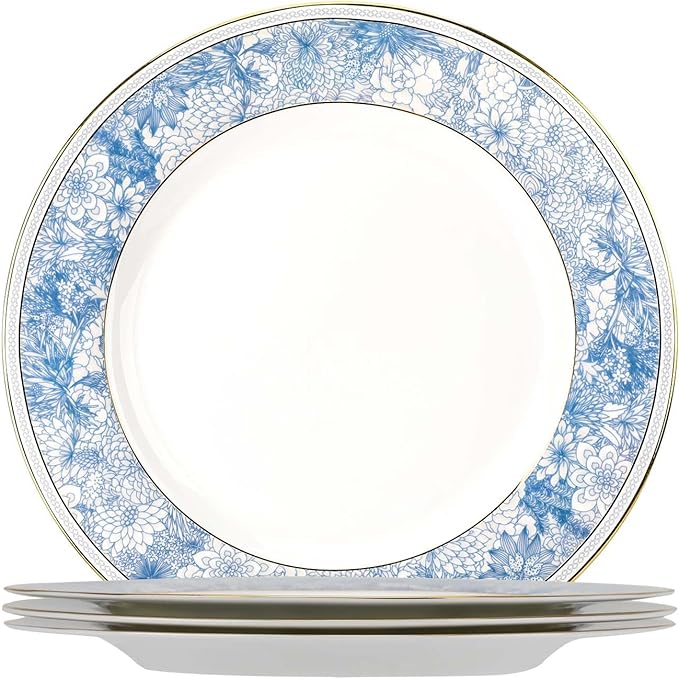 Fine Bone China Dinner Plates Sets4 Pcs 10.5 inch Electrooptic Pattern Plate Gilt Edged High Grade Dinnerware Sets For 4 People Suitable for Dining Party or GiftComes with Gift Box