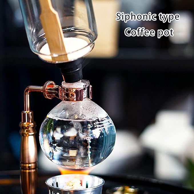 Advanced Siphon Coffee Maker Feature Glass Construction Wood Handle Vacuum Brewing Technology for Sturdy Use At Homes Serving 3 Persons Multipurpose Glass Maker Cold Brews