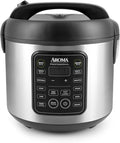 AROMA Professional Digital Rice Cooker 10-Cup (Uncooked) / 20-Cup (Cooked) Multicooker Slow Cooker Steamer Oatmeal Cooker Egg Cooker STS 5 Qt Black ARC-5200SB