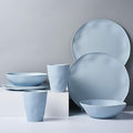 MORGIANA 8 pcs Reusable Bamboo Dinnerware Set Camping Dishes with Bamboo Bowls Plates Dishes for 2 (Blue)