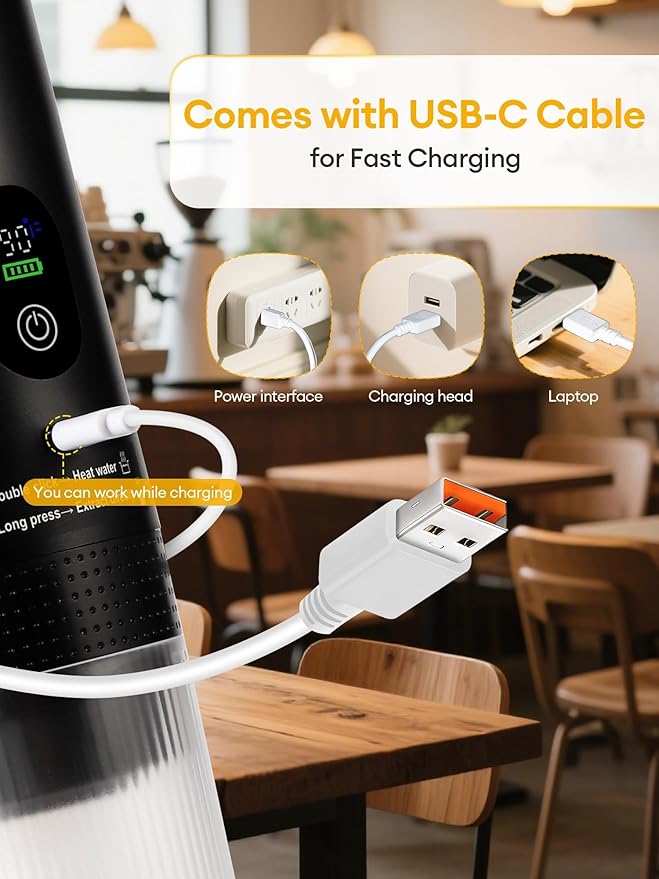 3 in1 Portable Espresso Machine with LED Display20 Bar PressureReal-Time Temp&ampBattery IndicatorPortable Coffee Maker Compatible with Ground Coffee &amp Capsules for TravelHome &amp Office