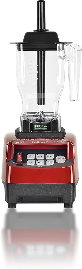 OmniBlend V Commercial Blender for Smoothies Shakes Cocktails Heavy Duty 3-Speed Self-Cleaning Includes Multi-functional 2-in-1 Wet Dry Blades 1.5 Liter BPA-Free Shatter-Proof Jar (Maroon)