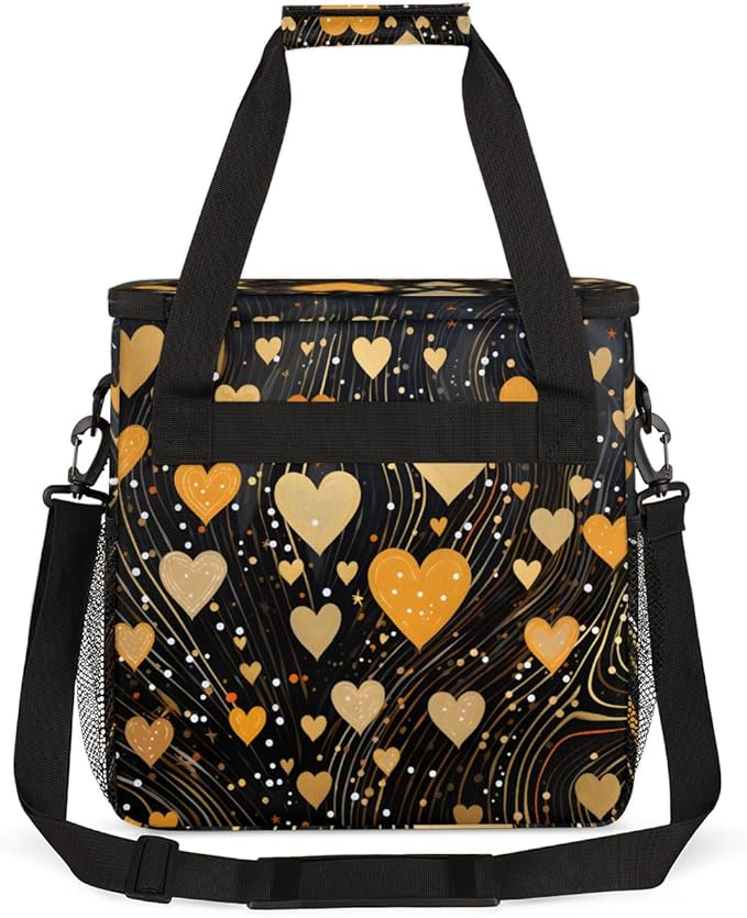 Gold Heart Coffee Maker Carrying Bag Portable Travel Storage Tote Bag Compatible with K-Mini or K-Mini Plus Single Serve Coffee Brewer Carrying Case with Multiple Pockets &amp Shoulder Strap