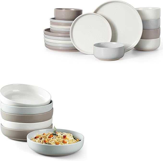 HaWare Dinnerware Sets 24-Piece Stoneware Plates and Bowls Set for 6 Ceramic Dish Set for Home Restaurant Chip and Scratch Resistant Microwave and Dishwasher Safe Speckled Multicolor
