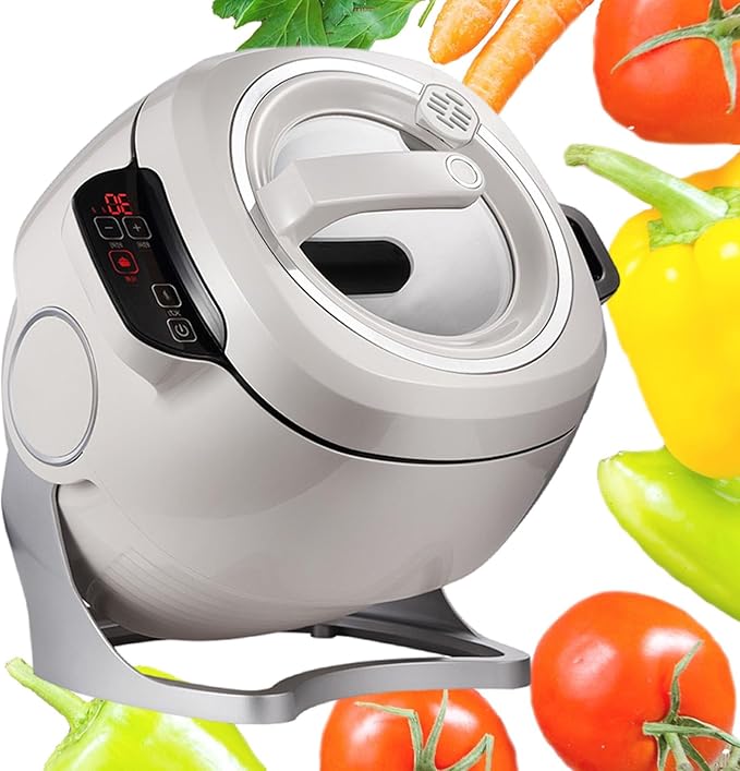 Stir-Fry Machine Cooker 6L auto Cooking Wok Fried Rice Machine 3 Speed Adjustable &amp 360° Automatic Rotation Drum Type Stir Frying Machine for Home Restaurant